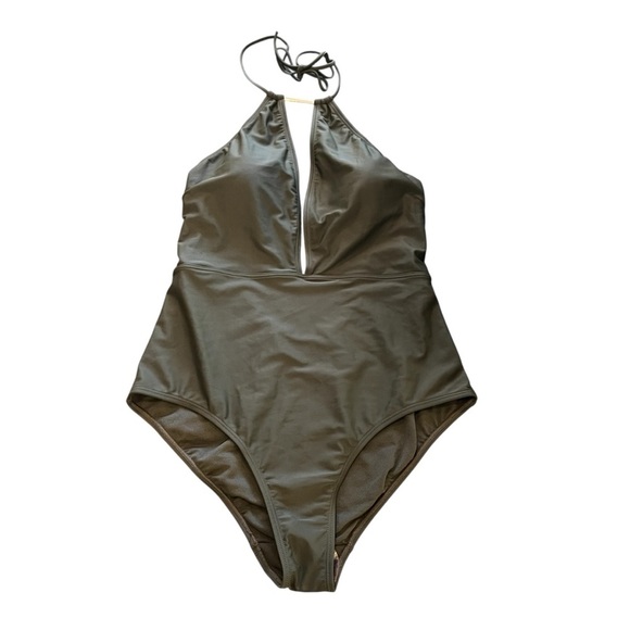 TED BAKER Pikaa Halter Olive Green One-Piece Swimsuit - Picture 2 of 9